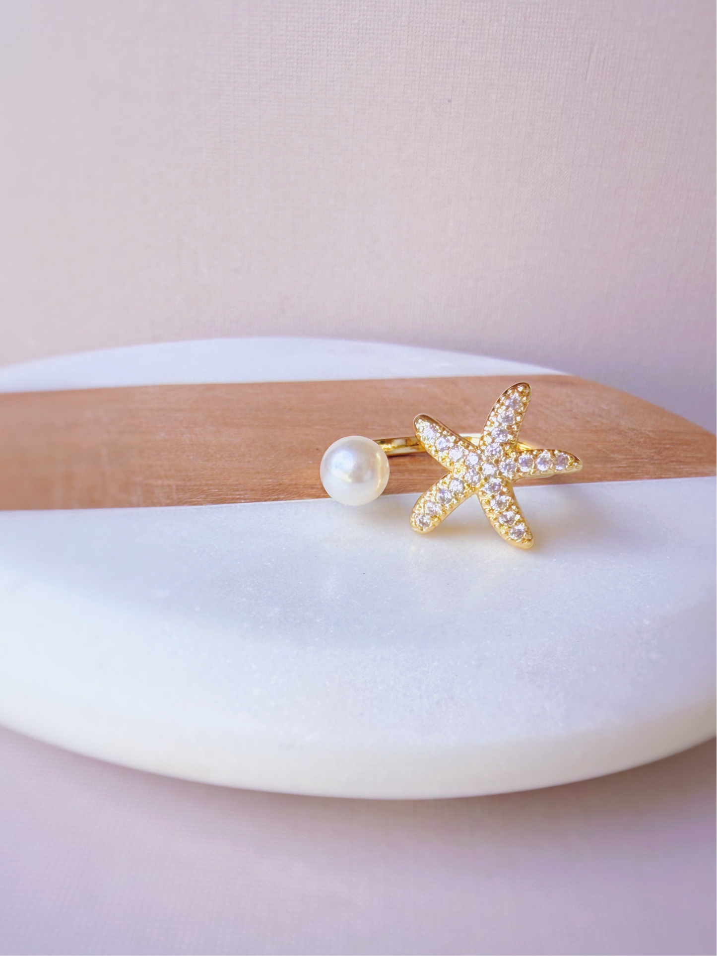 STARFISH PEARL RING