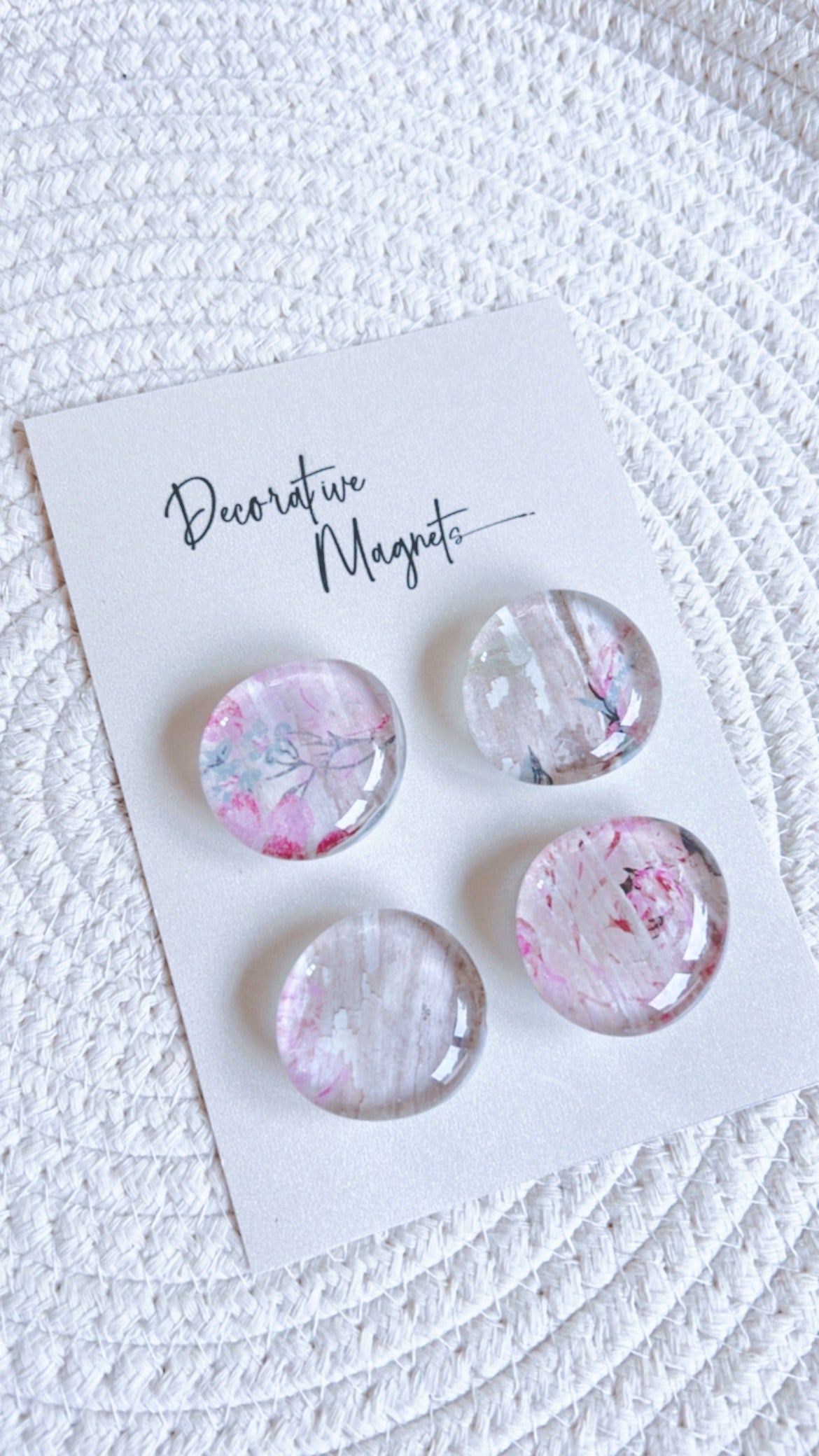 DECORATIVE MAGNETS SET ~ Pink Brown Florals