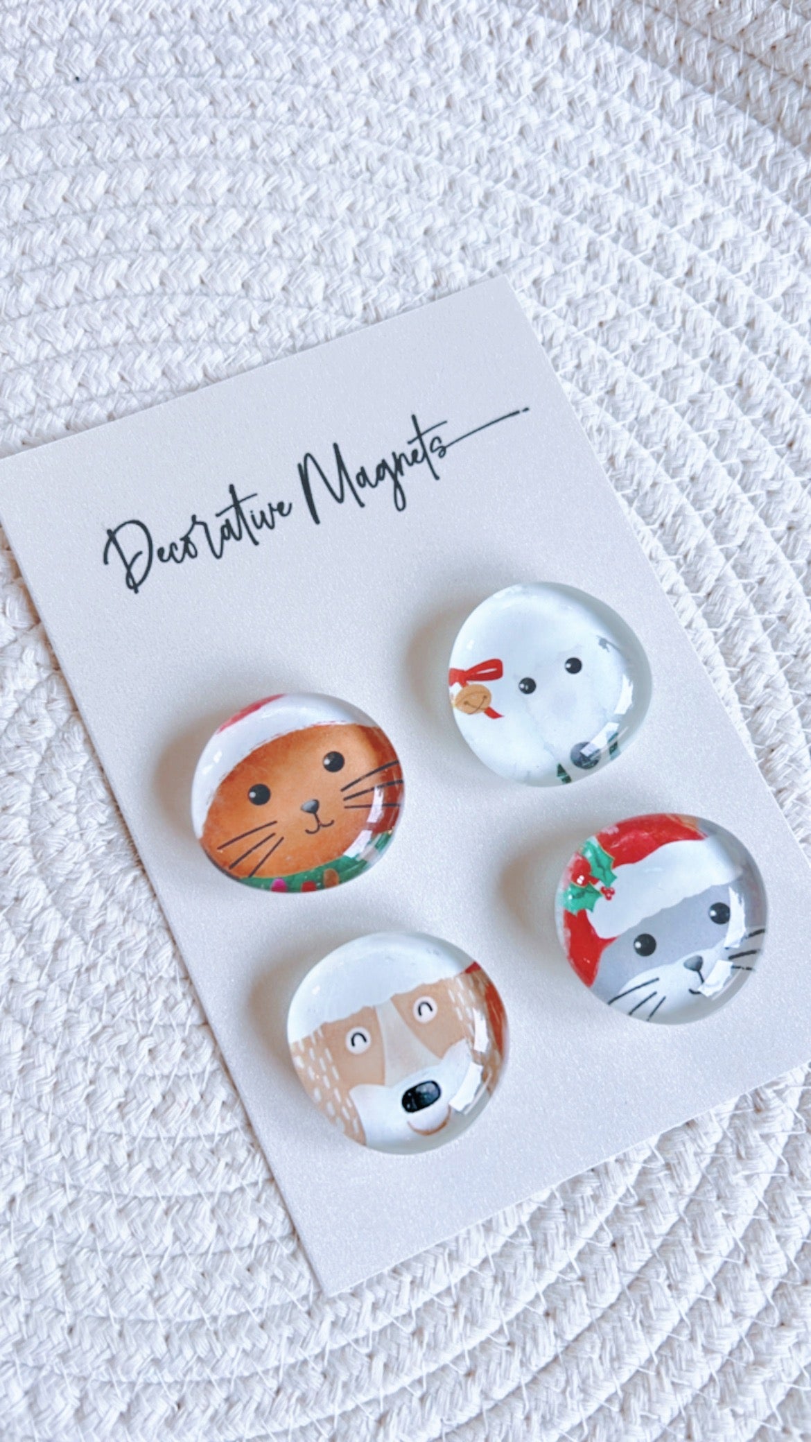 DECORATIVE MAGNETS SET ~ Christmas Pets