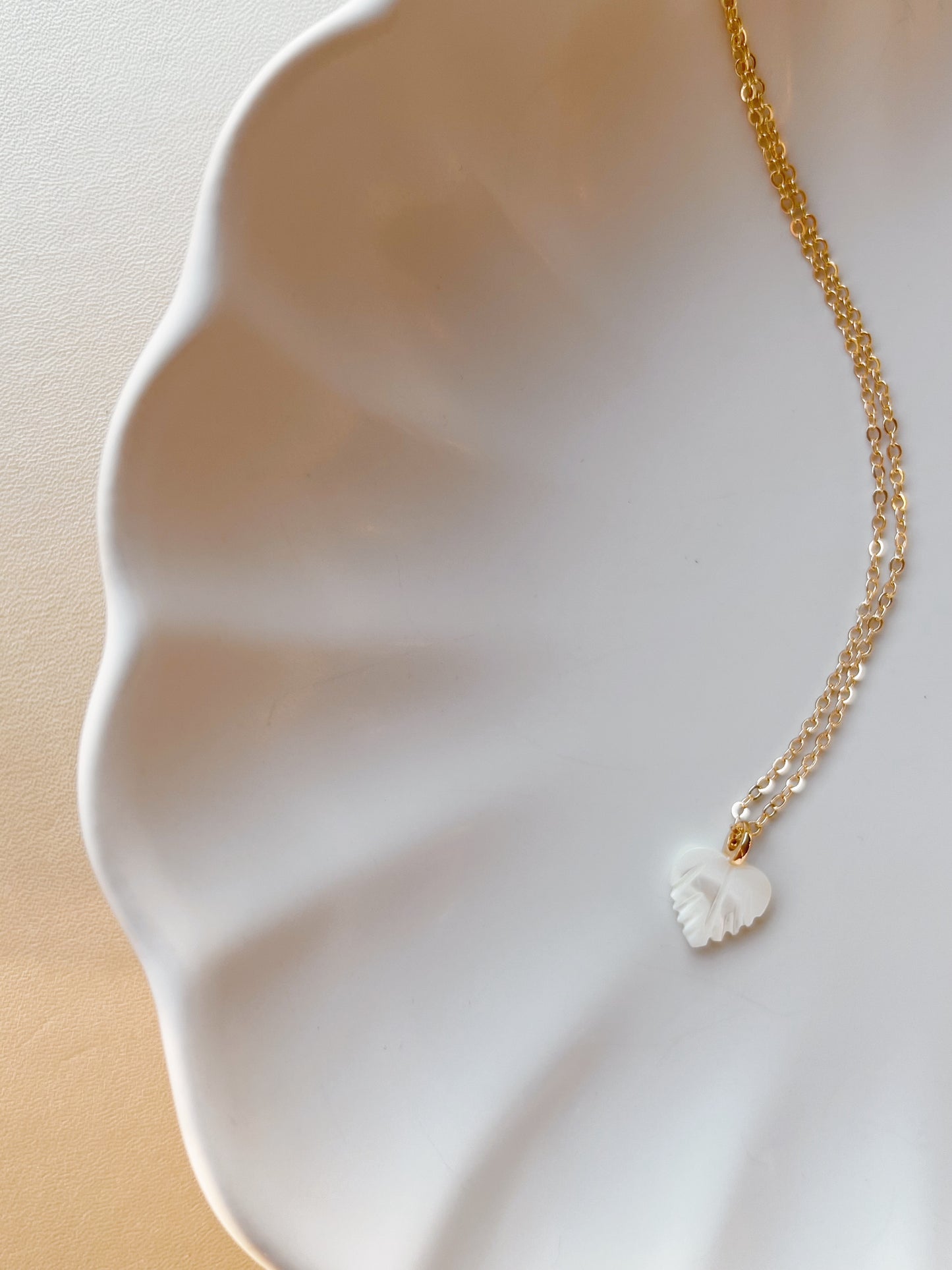 MOTHER OF PEARL LEAF ~ Necklace