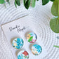 DECORATIVE MAGNETS SET ~ Blue Orange Florals