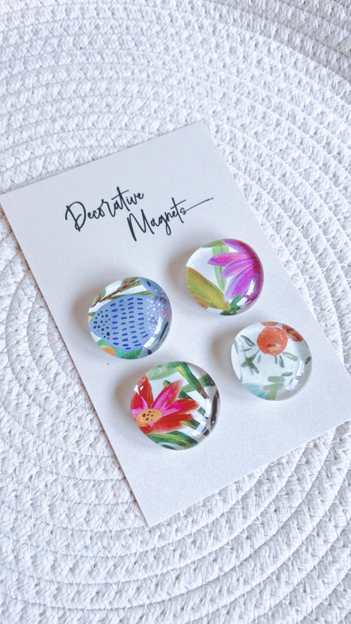 DECORATIVE MAGNETS SET ~ Pink Purple Florals