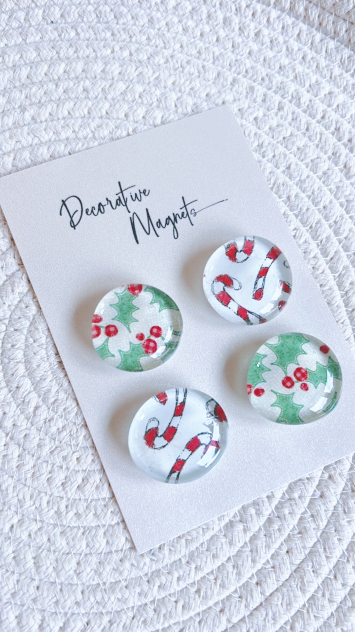 DECORATIVE MAGNETS SET ~ Candy Canes/Mistletoe