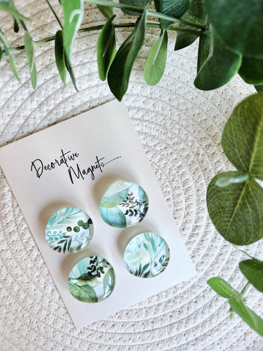 DECORATIVE MAGNETS SET ~ Green Florals