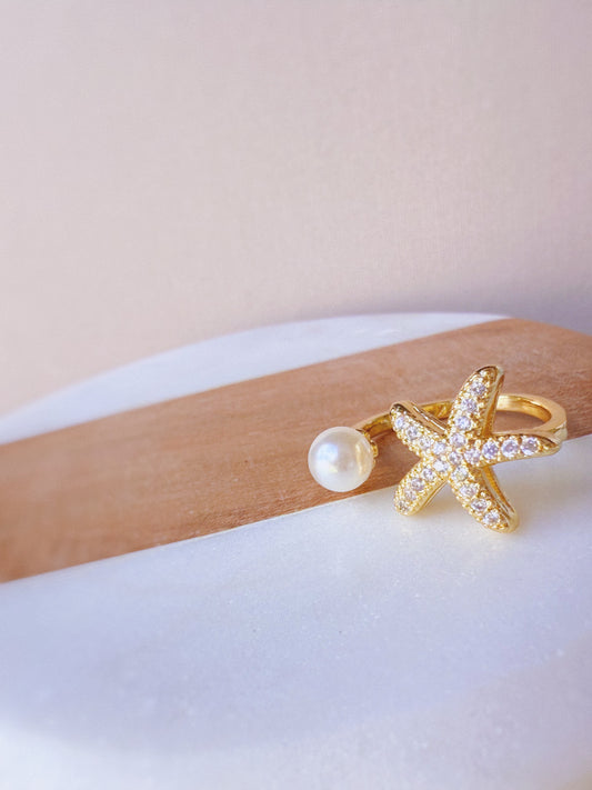 STARFISH PEARL RING