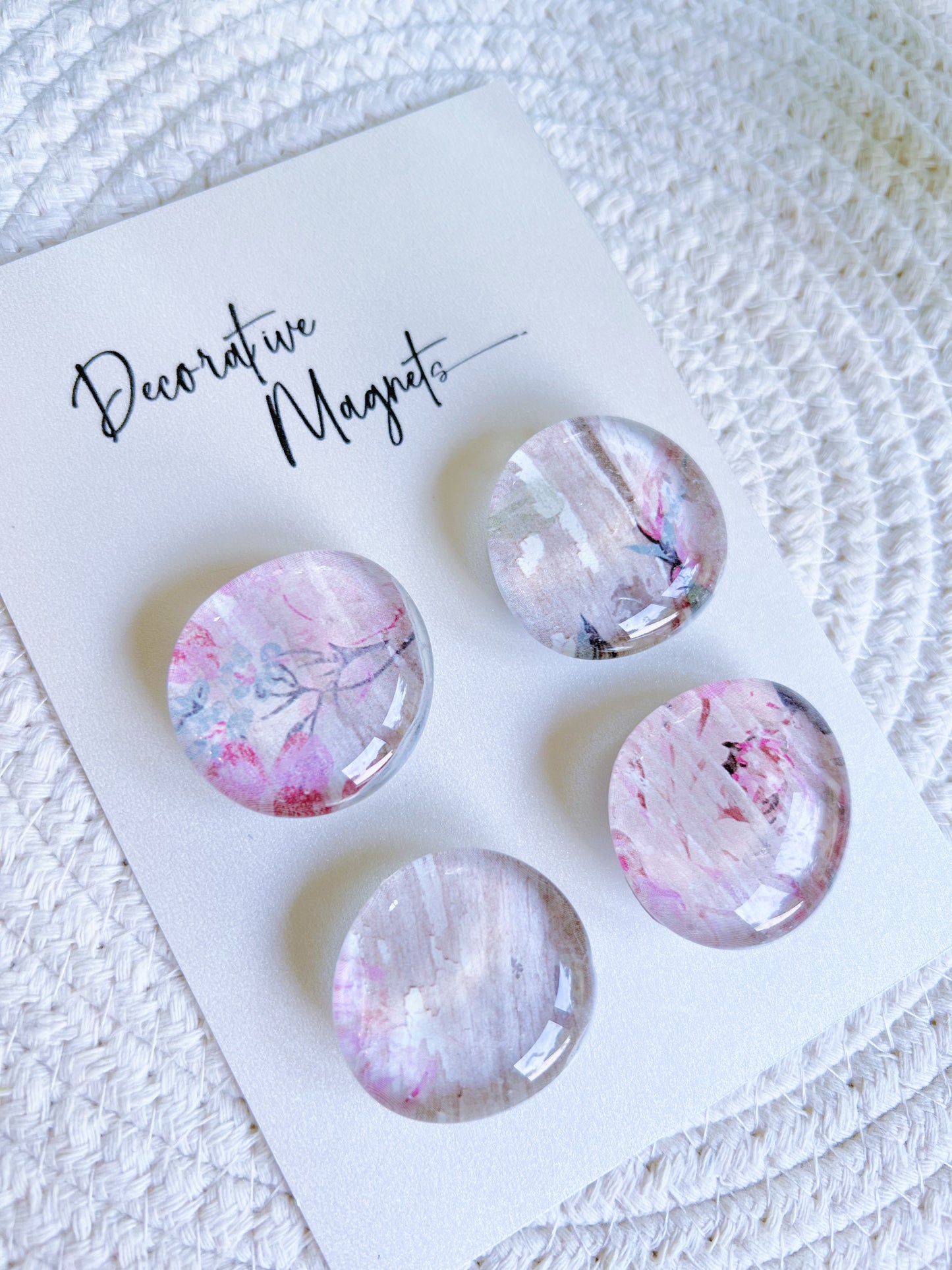 DECORATIVE MAGNETS SET ~ Pink Brown Florals