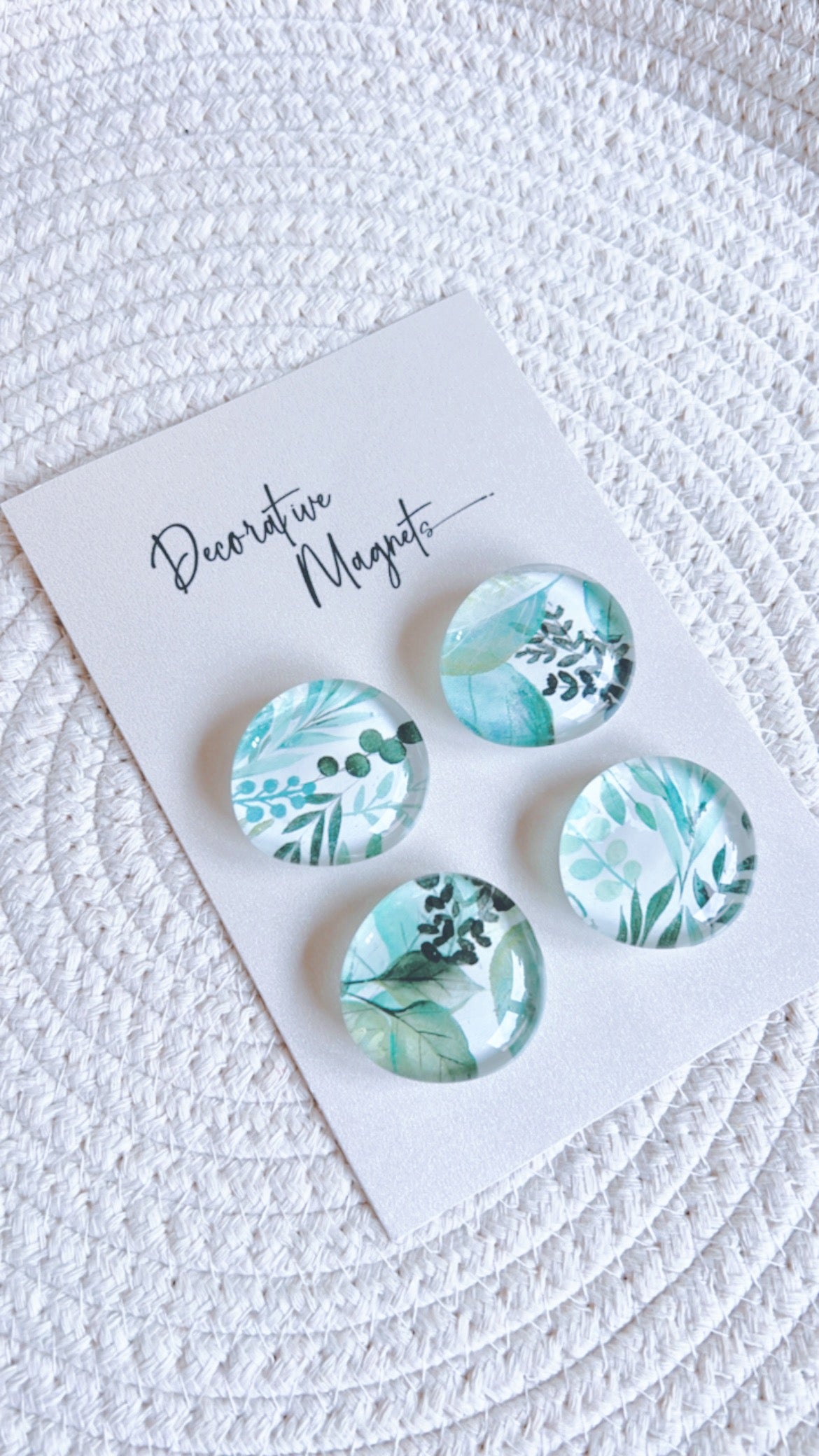 DECORATIVE MAGNETS SET ~ Green Florals